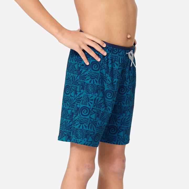 Actual product image Nabaiji Boys' swimming shorts long - 100 Atao blue (146)
