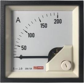 Rs Pro Ammeter 200 (Scle) A, 200/5 (CT) A, 5 (Input) A AC Moving iron, 68mm x 68mm D. 54 (<30 A) m