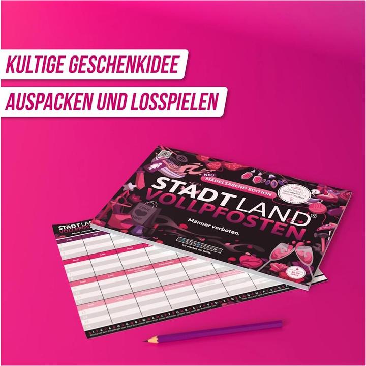 Actual product image Denkriesen STADT LAND VOLLPFOSTEN® A4 - MÄDELSABEND EDTITION - "Männer Verboten" (German)