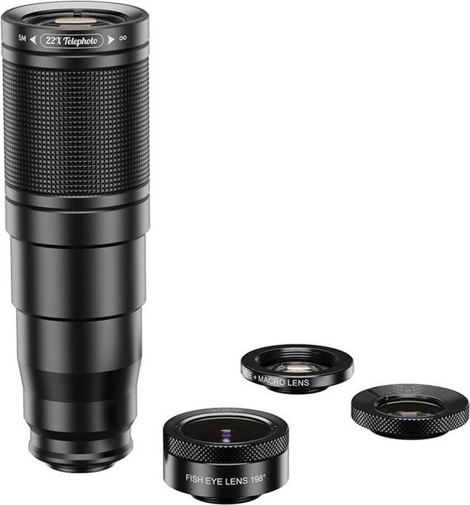 Image du produit Deltalabs Smartphone Teleskop-Objektiv 22x – Fisheye, Makro, Weitwinkel & Stativ