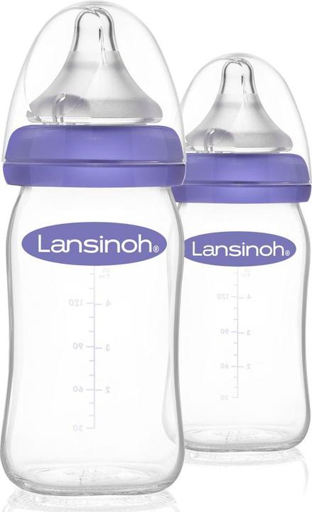 Produktbild Lansinoh Babyflaschen Glas-Flasche 2er Pack 160ml mit NaturalWave® Trinksauger (160 ml)