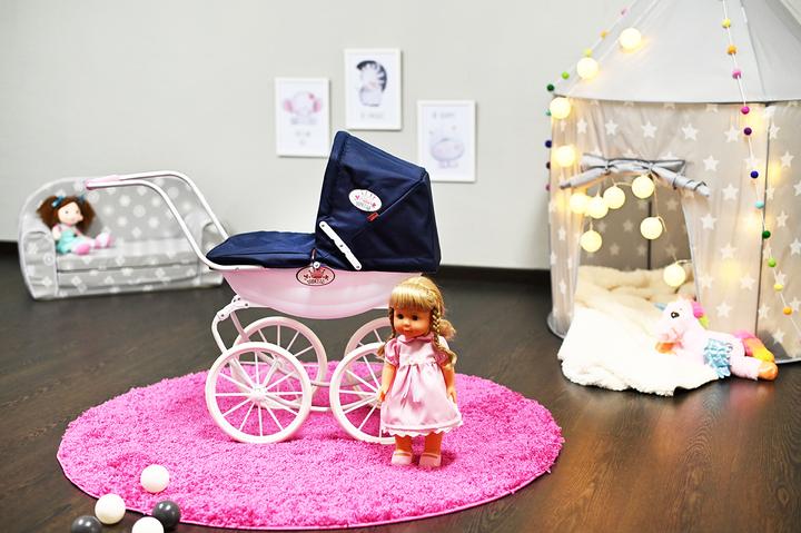 Image du produit Knorrtoys Poussette de poupée Classic pram bleu marine/rose/princesse
