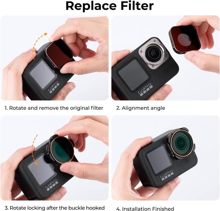 Image du produit K&F Concept Filtres CPL+ND (8/16/32/64/1000) Kit pour Hero 9 / Hero 10 (GoPro Hero 9, Hero 10)
