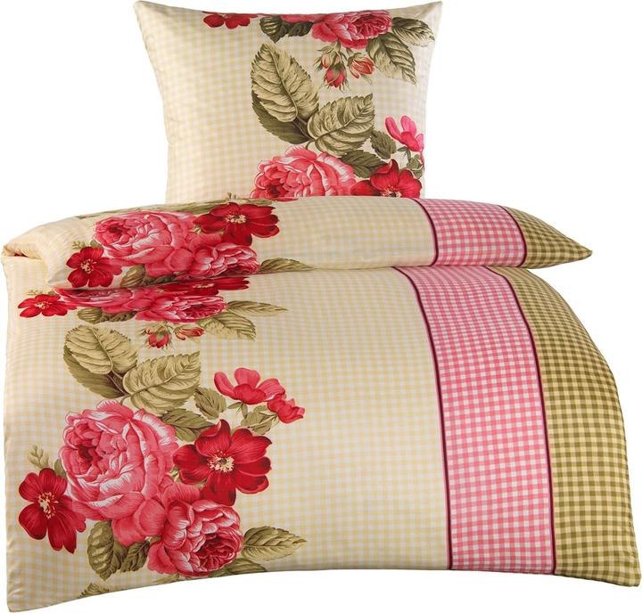 HTI-Living Bettwäsche 2-teilig 135 x 200 Microfaser Beige/Rosa (Bettwäsche Set, 135 x 200 cm)