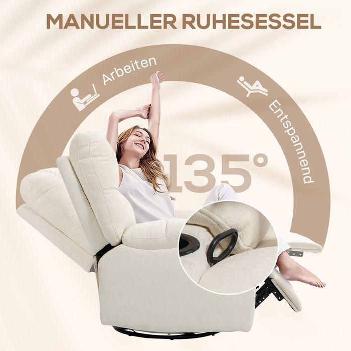 Actual product image Swisshandel24 Relaxsessel Drehbar Fernsehsessel mit Liegefunktion, Schaukelfunktion Beige