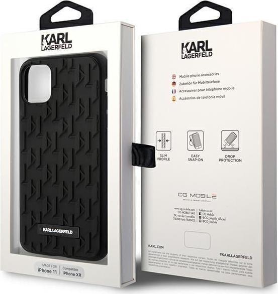 Actual product image Karl Lagerfeld KLHCN61RUPKLPK iPhone 11 / Xr 6.1" hardcase czarny/black 3D Monogram (Apple iPhone XR)