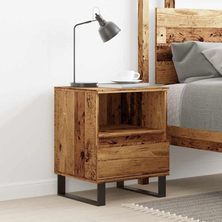 Produktbild VidaXL Nachttisch Stauraum Nachtschrank Nachtkommode Nachtkonsole Altholz-Optik (40 x 35 x 50 cm)
