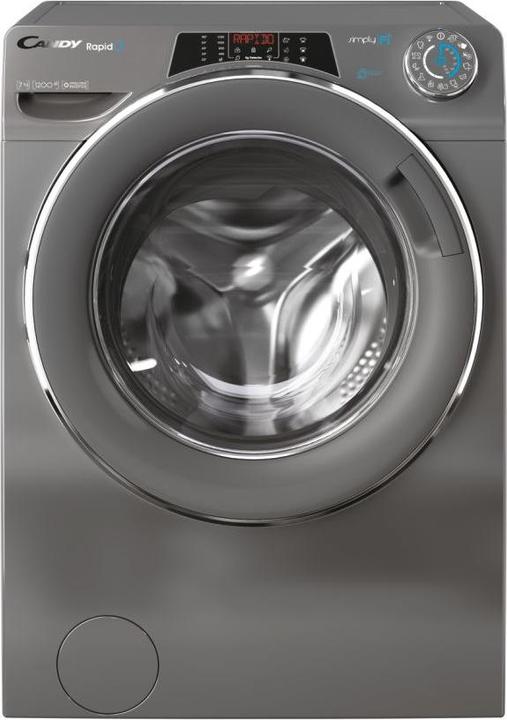 Candy RO41276DWMCRE-S Washing Machine, A, Front loading, Depth 45 cm, 7 kg, Grey (7 kg, Left)