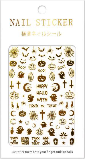 Produktbild Nagellack24 Nail Art Sticker Selbstklebend Gold Halloween (Gold)