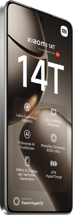 Produktbild Xiaomi 14T (256 GB, Titan Gray, 6.67", Dual SIM, 50 Mpx, 5G)