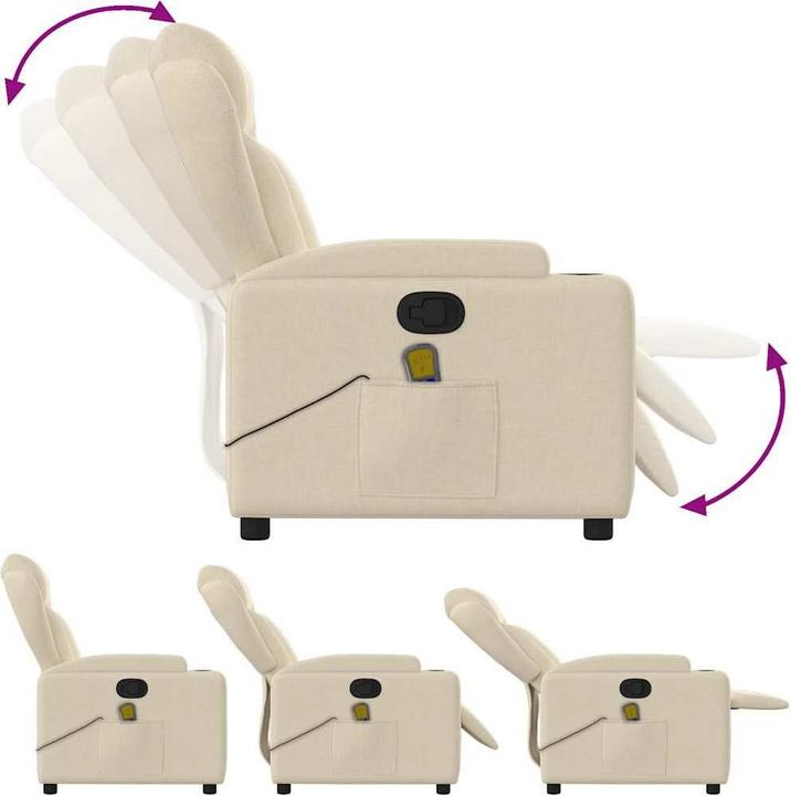 Actual product image VidaXL Massage chair cream fabric,Colour: Cream,Material: Fabric (100