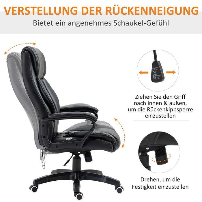 Produktbild Swisshandel24 Bürostuhl mit Massage ergonomisch Massage Sessel 6 Vibrationspunkte Leinen-Gefühl einstellbar Schwar