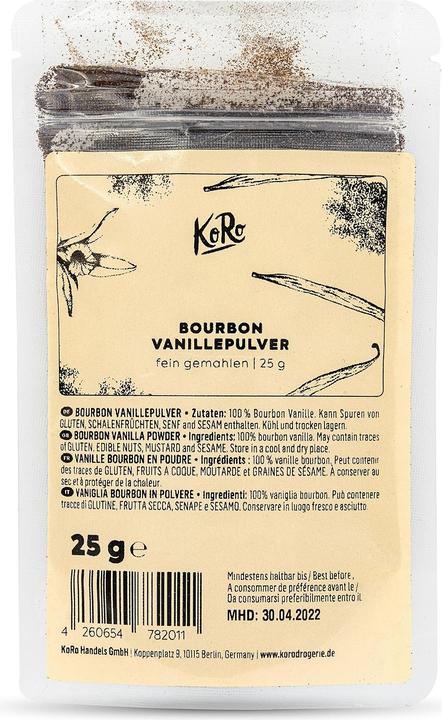 Nutritional values and ingredients KoRo Bourbon vanilla powder (25 g)