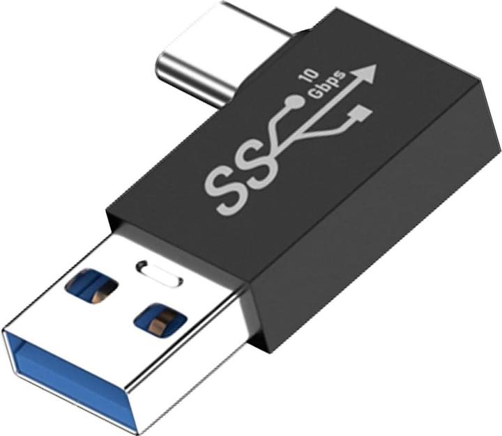 Actual product image PowerGuard USB-A to USB-C 90 degree right angle adapter