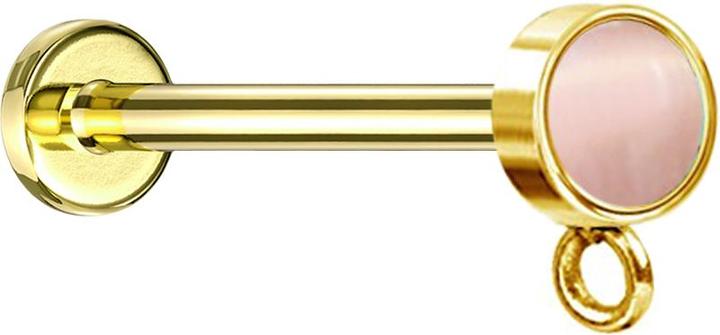 Produktbild Star Piercing Micro Labret Innengewinde vergoldet mit Zylinder pinker Katzenauge Stein Ring für Anhänger (Chirurgenstahl 316L, ohne Messing, Mineralisch)