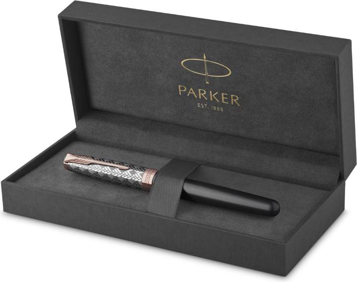 Actual product image Parker Fountain pen Sonnet Premium Metal & Grey P.G.C. 18K sw F (Grey, Black, Rose gold, Metallic, 1 x)
