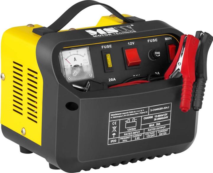 Image du produit MSW Chargeur de batterie voiture - 12/24 V - 8/12 A- panneau de commande incliné (12V, 24V, 12 A)