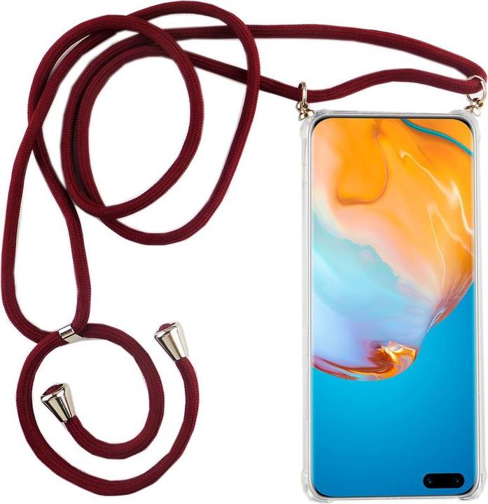 Produktbild König Design Huawei P40 Handykette Hülle mit Band Case zum umhängen mit Kordel Tasche Rot