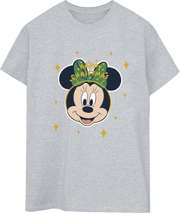 Actual product image Disney Womens/Ladies Minnie Mouse Happy Christmas Cotton Boyfriend T-Shirt (3XL)