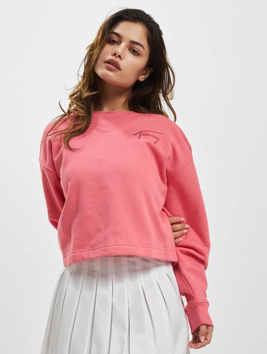 Actual product image Tommy Hilfiger Tommy Jeans Long Sleeve Sweatshirt Round Neck Logo Embroidery Pink Size S (S)