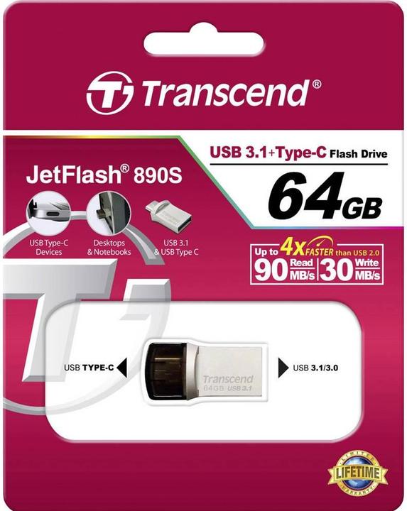 Actual product image Transcend Jetflash 890 (64 GB, USB-A, USB-C)
