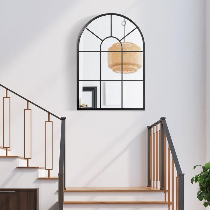 Produktbild Swisshandel24 Wandspiegel Bogenfenster-Spiegel 91 x 60 cm Wohnzimmerspiegel für Schlafzimmer, Esszimmer, Flur Schw (91 x 60 cm)