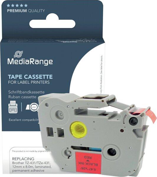Produktbild MediaRange Schriftbandkassette 12mm schw/rot Brother TZ-431/TZe-431 8m (1.20 cm, Schwarz, Rot)