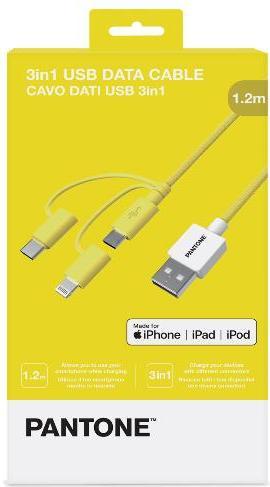 Immagine prodotto Celly PANTONE 3-IN-1 GIALLO MICRO-USB-USBC - CAVO LIGHTNING CELPT-USB003Y1 (1.20 m)