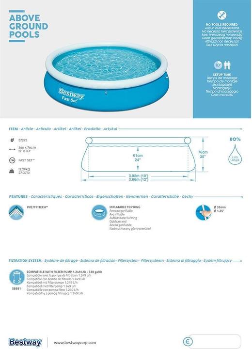 Image du produit Bestway Fast Set (Ø 366 x 76 cm)