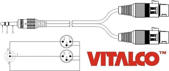 Immagine prodotto Vitalco 2x XLR auf Klinke Mikrofonkabel Adapter (3 m, Connettore da 3,5 mm (AUX), XLR)