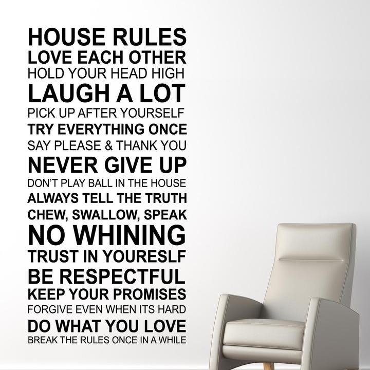 Produktbild Walplus House Rules Quote (90 x 90 cm)