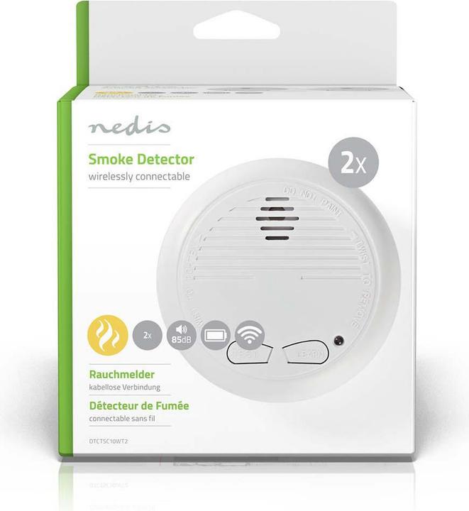 Actual product image Nedis Smoke detector | Battery-operated | Battery life up to: 1 year | Linkable | EN 1460