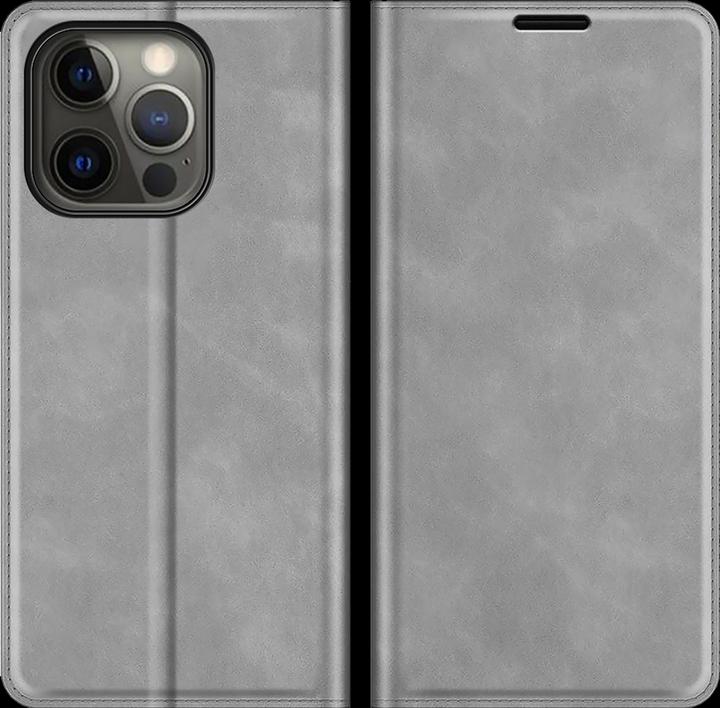 Produktbild Cazy Book Case Kompatibel mit iPhone 13 Pro Max - Hülle klappbar Magnetisch Kunstleder - Grau (Apple iPhone 13 Pro Max)