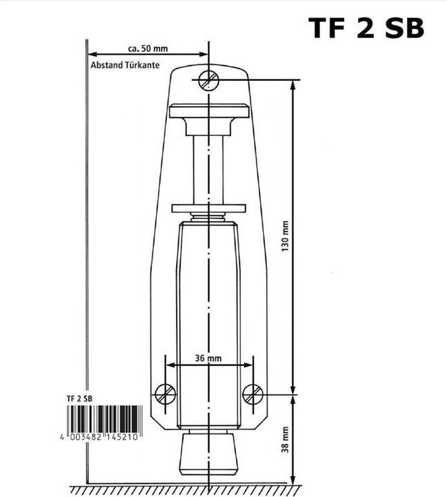 Produktbild Burg Wächter Türfeststeller TF 2 SB Leichtmetall silberfarbig eloxiert Hubhöhe 30 mm Türmontage (1 Stück)