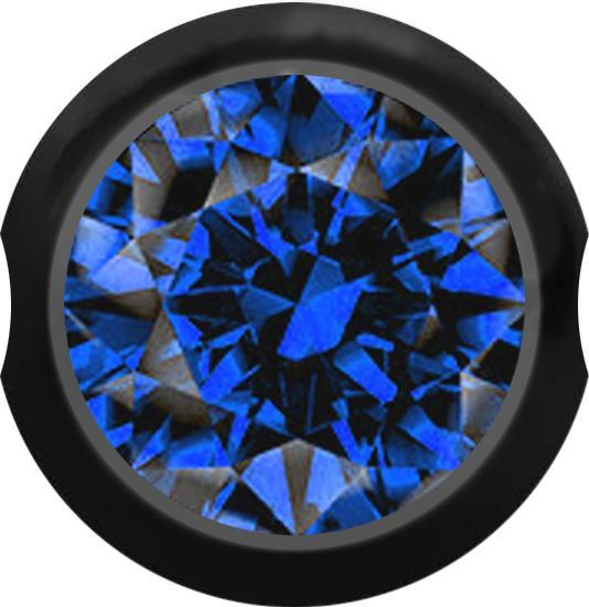 Produktbild Star Piercing Ball Closure Kugel schwarz mit Kristall dunkelblau (ohne Messing, Chirurgenstahl 316L)