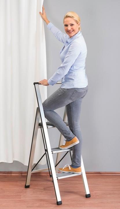 Produktbild Wenko Klapptritt silber 3 Stufen, H: 119,0 cm (Klapptritt, 44 cm)