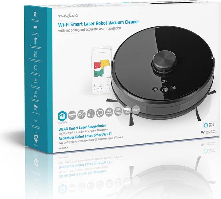 Actual product image Nedis WIFIVCL001CBK- Robotický Vysavač | Laserová navigace | Wi-Fi | Kapacita Sběrné Nádrže: 0.6 l (Vacuum mopping robot)