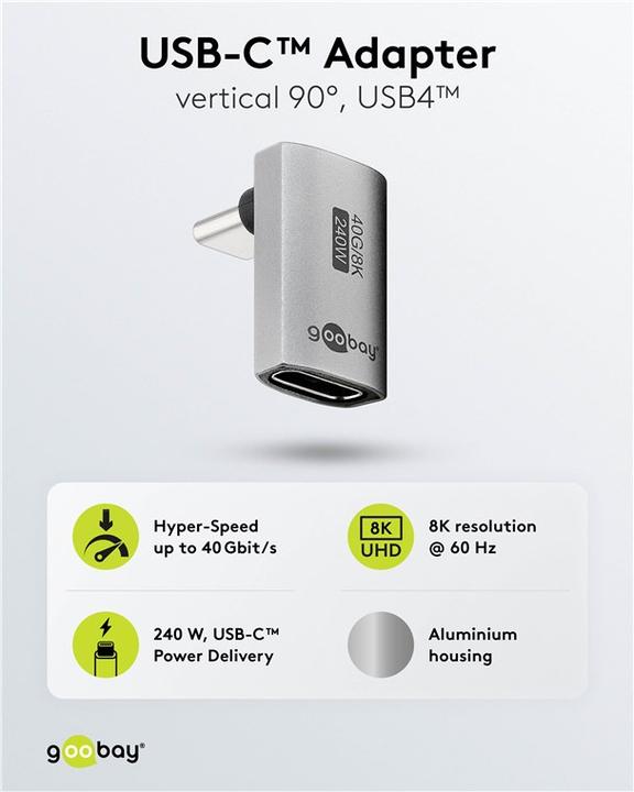 Produktbild Goobay USB-C-Adapter vertikal 90° kurz, USB4 (240 W)