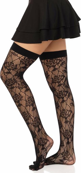 Actual product image Leg Avenue Wild Roses Net Stocks Black (One size)