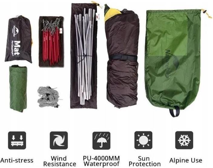 Actual product image Naturehike Cloud Peak 2 20d T-Zip tent nh17k240-y-green (2.50 kg, 2 persons)