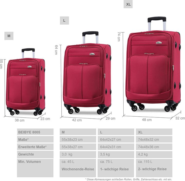 Image du produit Beibye Leichter Stoffkoffer (45 l, Bagage à main (jusqu'à 50l))