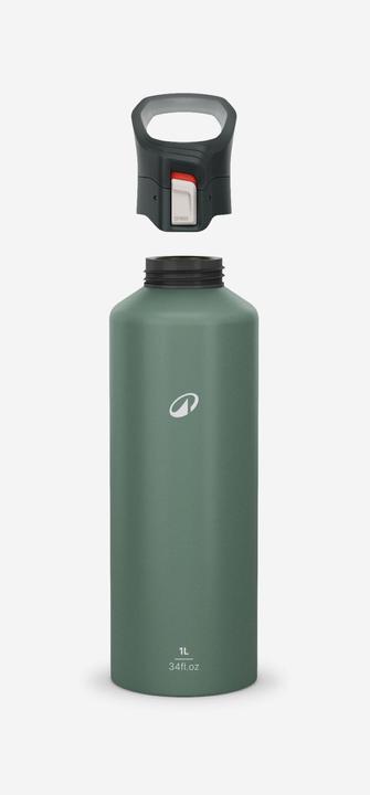 Image du produit Quechua Gourde 500 alu 1L avec bouchon ouverture rapide pour la randonnée - Vert (1 l)