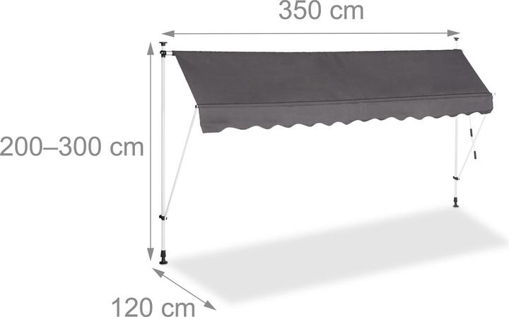 Actual product image Relaxdays Telescopic Balcony Awning (3.50 m)