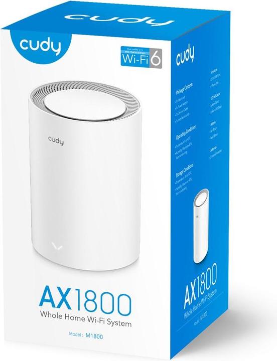 Produktbild Cudy M1800 Dual-band ( / ) Wi-Fi 6 (802.11ax) White Internal