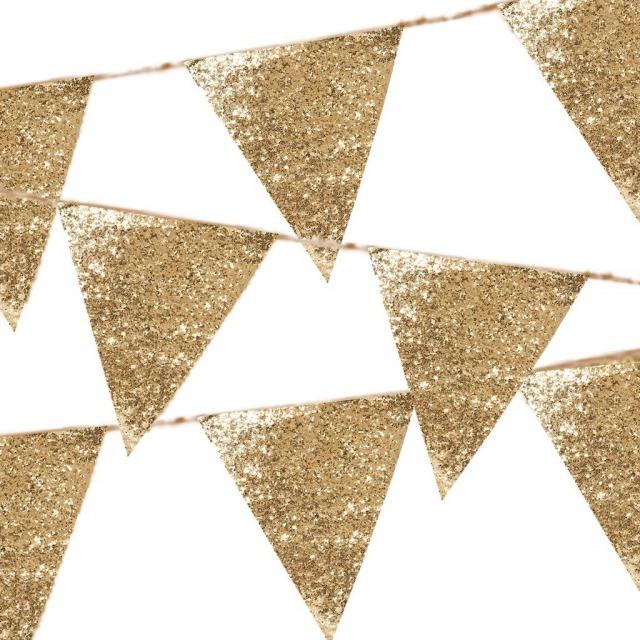 TALKING TABLES Luxe Gold Glitter Bunting Wimpel-Girlande