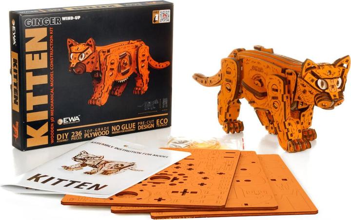 Image du produit Eco Wood Art Kit de maquette 3D en bois - Chaton (Rousse)