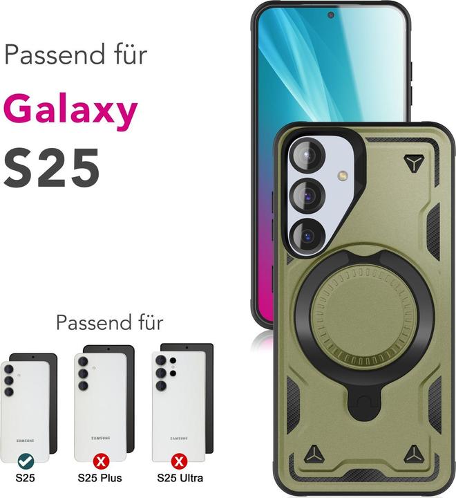Immagine prodotto Nalia Stormguard - Stossfeste Armor Ring Hülle für MagSafe - Military Kickstand Hardcase (Samsung Galaxy S25)