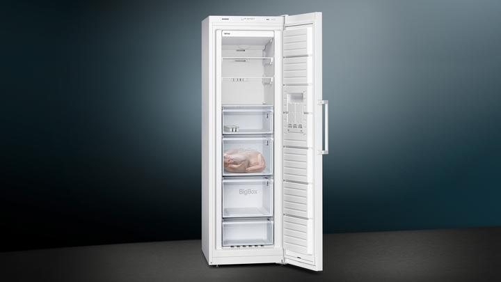 Actual product image Siemens iQ300, free-standing freezer, 186 x 60 cm, White, GS36NVWEP (Stand-alone, 242 l)
