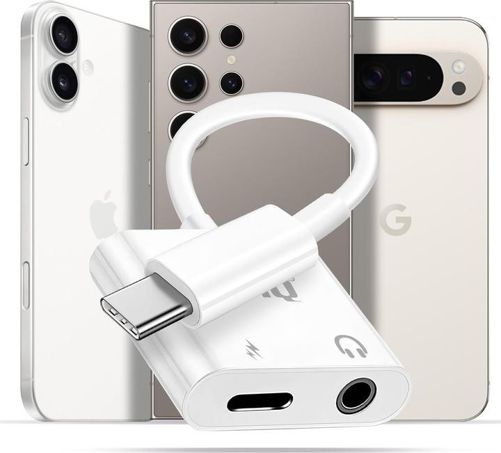 Produktbild LinQ USB-C / 3.5mm + USB-C Lade- und Audioadapter (USB Typ C, 3.5mm Klinke)