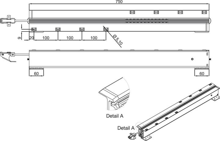 Actual product image Pöttker Extension table runner ALU 77, extension length 2543 mm, tops 3x500, aluminium